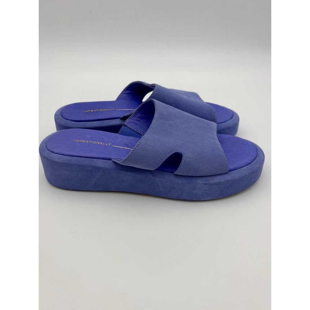 Intentionally Blank Platform Sandal Slides Blue P… - image 6